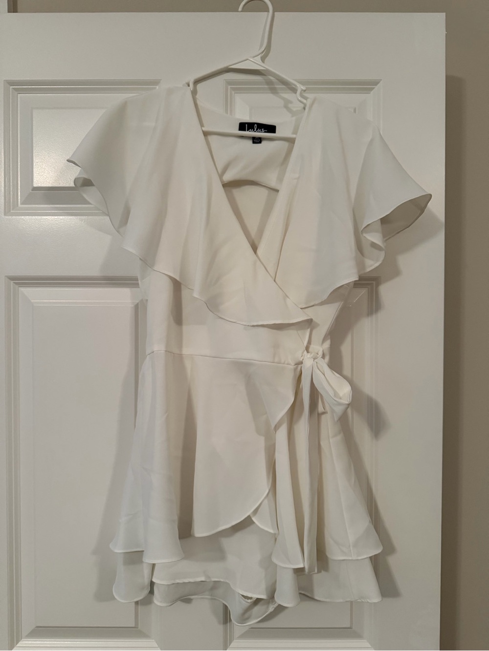 Lulu's Ivory Ruffle Wrap Romper - Picture 1 of 2